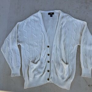 GANT Jumper Mens XL Cotton Cable Knit Cardigan Button Pockets Fisherman Preppy‎